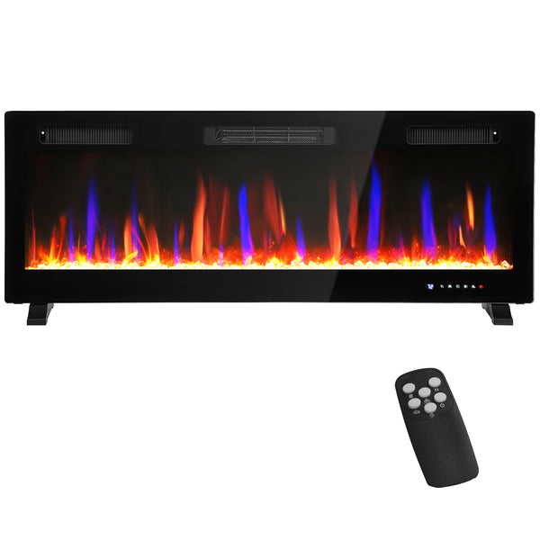 50-inch slim 1500W electric fireplace with eco mode and automatic switch