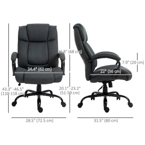 High-capacity office chair with wide seat, pocket springs, and rocking function – Charcoal grey