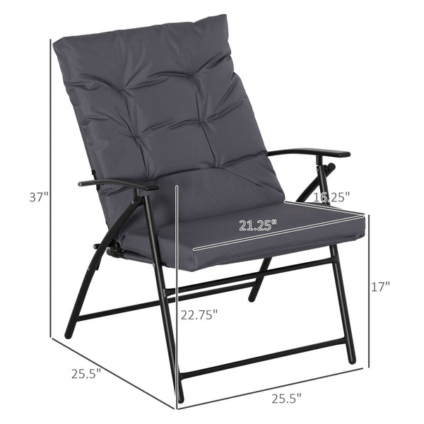 Set of 2 folding outdoor chairs with adjustable backrest, grey
