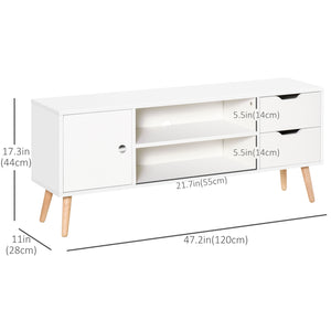 TV stand for TVs up to 50 inches with shelves, white
