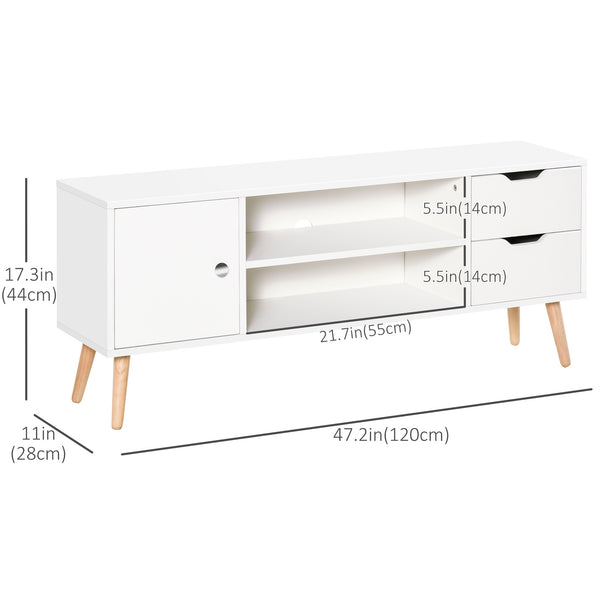 TV stand for TVs up to 50 inches with shelves, white