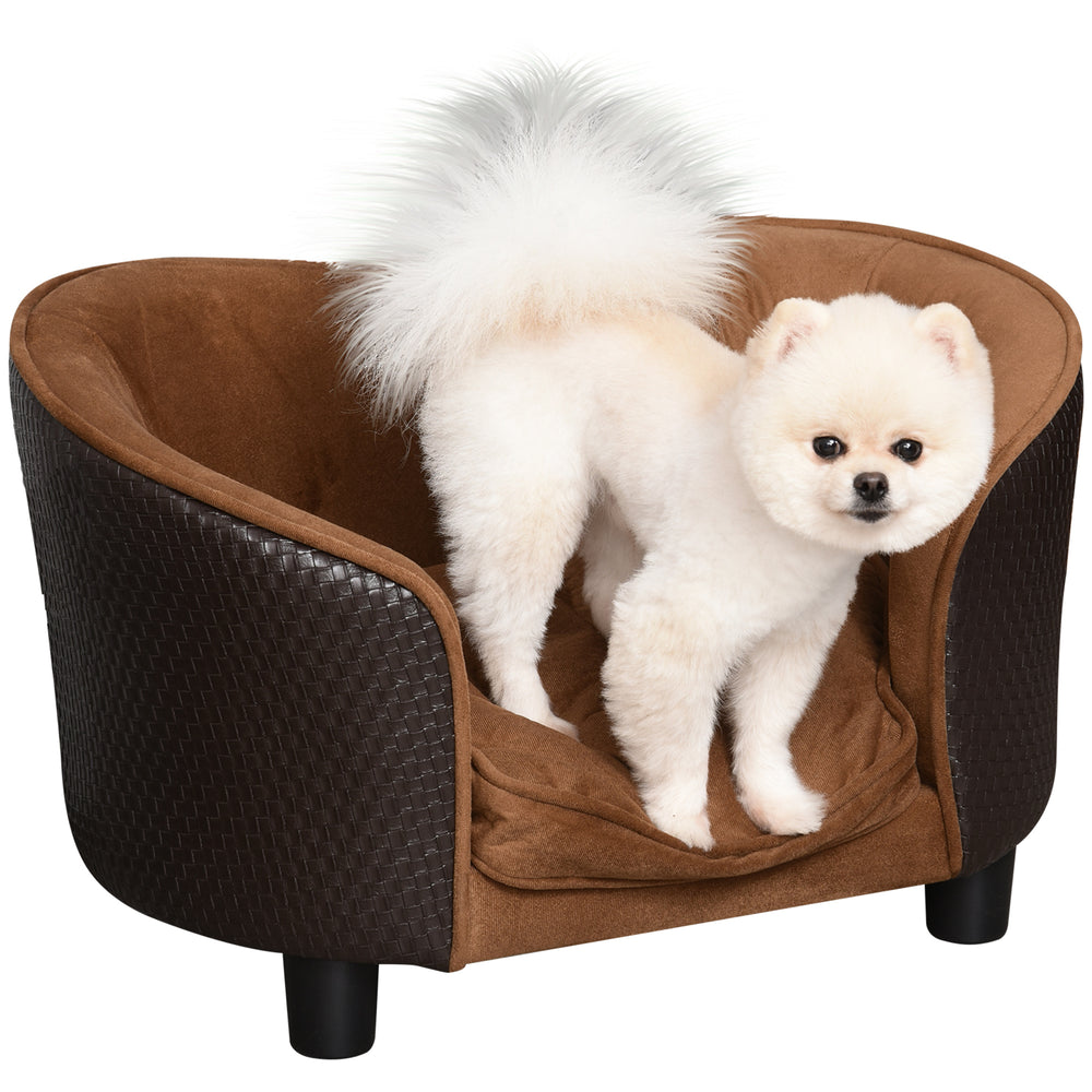 Raised dog sofa with removable and washable cushion