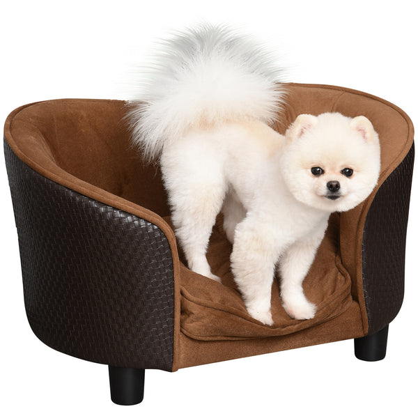 Raised dog sofa with removable and washable cushion