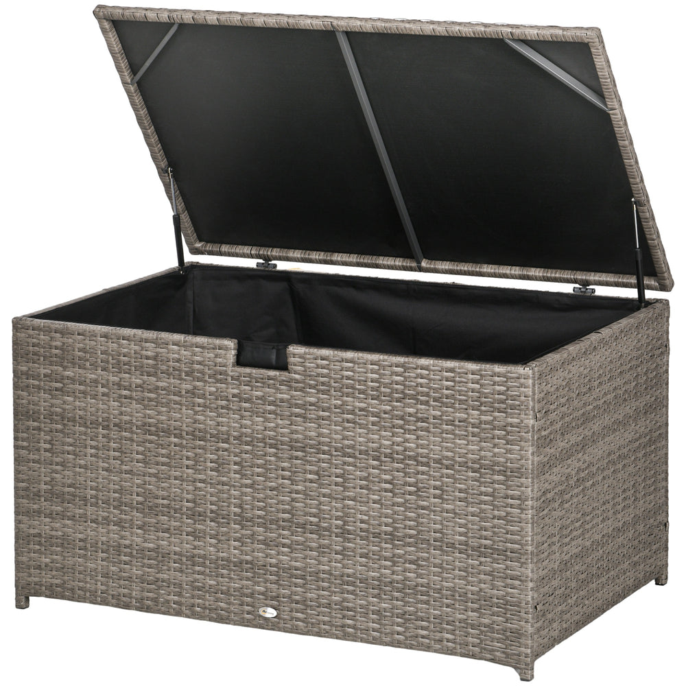 113 Gallon Outdoor Rattan Storage Box, Mixed Gray