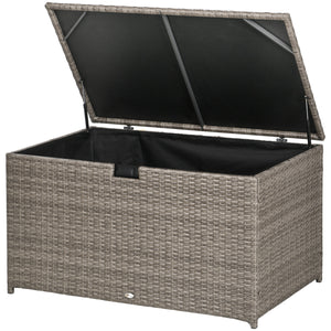 113 Gallon Outdoor Rattan Storage Box, Mixed Gray