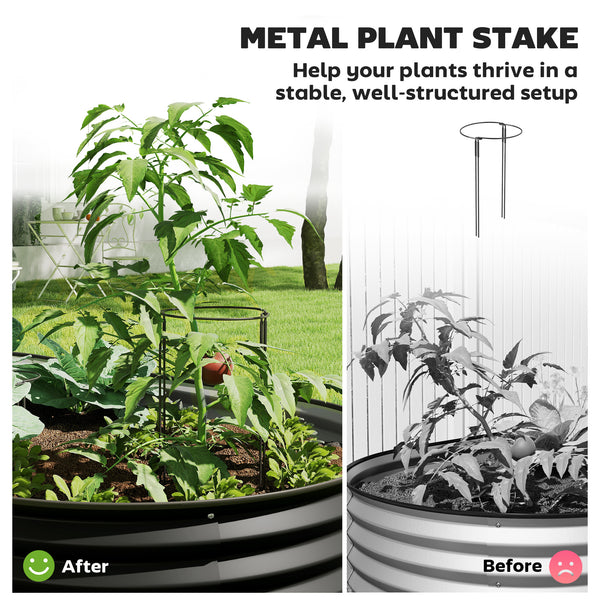 Galvanized raised outdoor planter with metal support, black