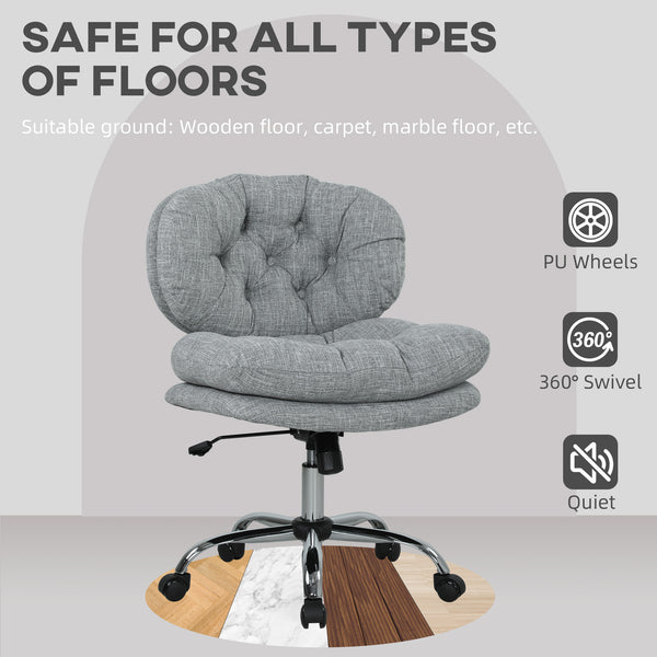 Office chair without armrests, wide and padded seat, grey