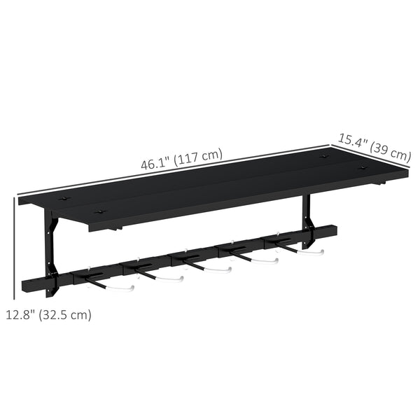 Wall-mounted rack for 5 bikes, black