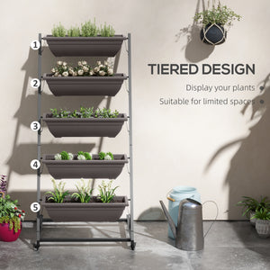 5-tier raised vertical planter with 5 containers