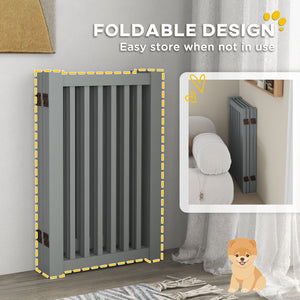 Freestanding 4-panel wooden barrier with opening gate, light grey