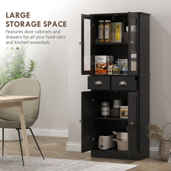 61" Storage Cabinet with Glass Doors, Black