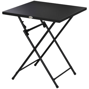 Square folding coffee table with metal top, black