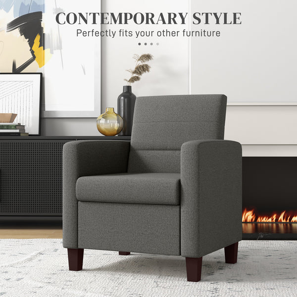 Fabric armchair with seat cushion and non-slip glides, dark grey
