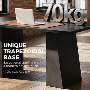 63-in. trapezoid leg desk, black