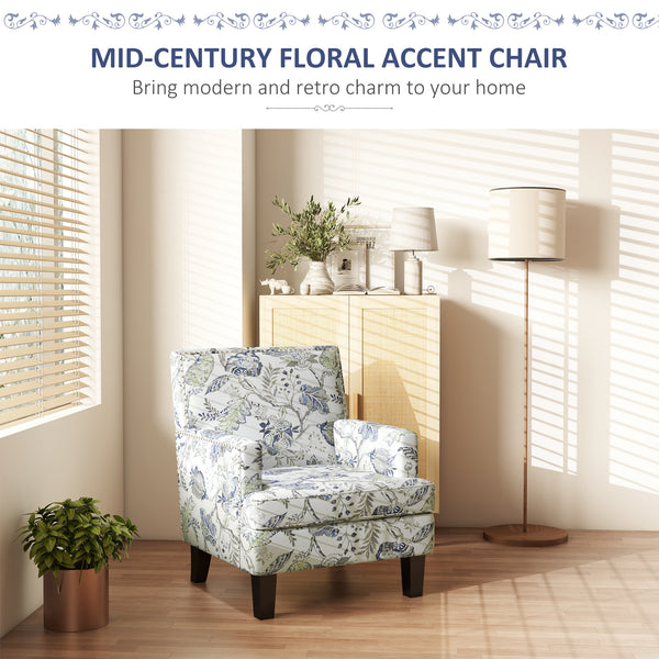 Floral patterned upholstered armchair