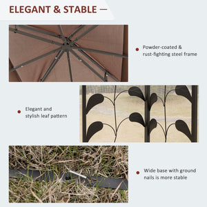 10'x10' Soft-top Steel Patio Gazebo Outdoor Sun Shelter with 2-Tier Polyester Roof, Curtain Sidewalls, Brown