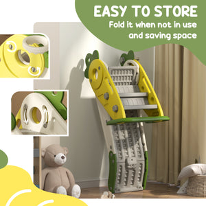 3-in-1 Toddler Foldable Slide with Basketball Hoop Yellow