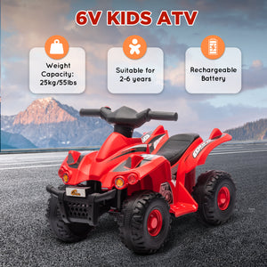 6V Off-Road Quad with Music, Red