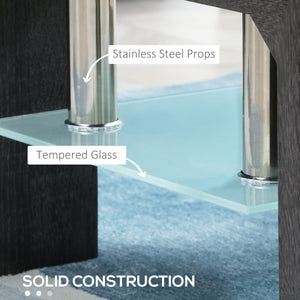 Rectangular coffee table with tempered glass top, gray