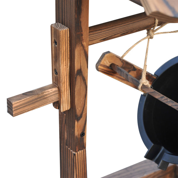Wooden wishing fountain with electric pump and water bucket
