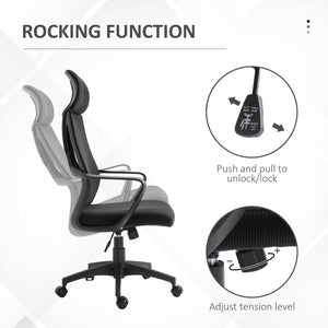 Ergonomic Mesh Office Chair with Adjustable Headrest, Black