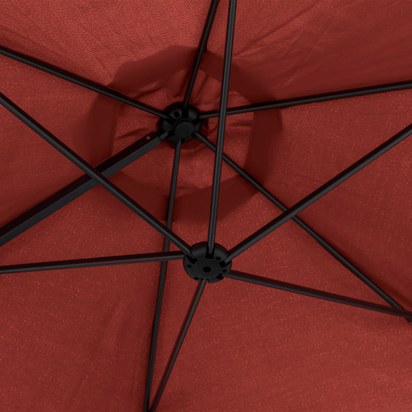 8.5ft Cantilever Patio Umbrella with 360° Rotation and Cross Base, Wine Red