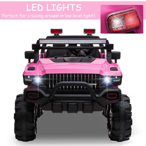 2-seater police truck, 12V with LED lights, pink