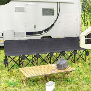 6 Seater Folding Camping Chair with Cup Holder and Carrying Case for Camping, Picnics and Sporting Events, Dark Grey