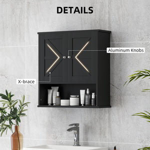 Bathroom Medicine Cabinet with Barn Doors and Adjustable Shelf, Black