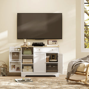 Modern Sideboard with Drawer, Adjustable Shelf, 3 Doors, for Dining Room, White