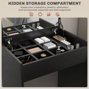 Modern dressing table with makeup table and padded stool, black