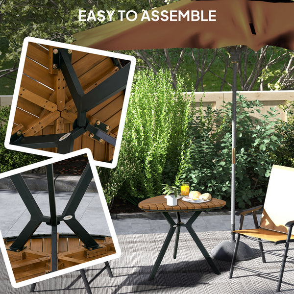 Patio Table with Steel Legs for Garden Backyard Teak