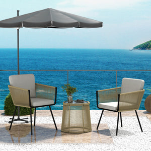 3-piece outdoor bistro set in woven rattan with metal legs