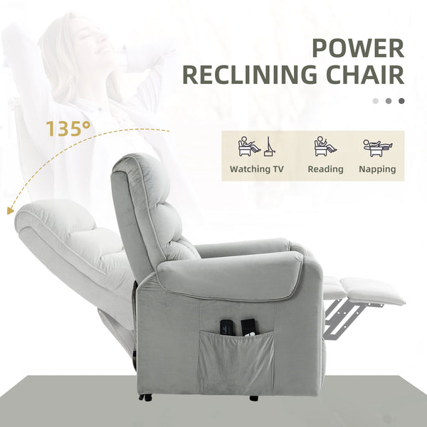 Massage recliner chair with 8 vibration points, gray