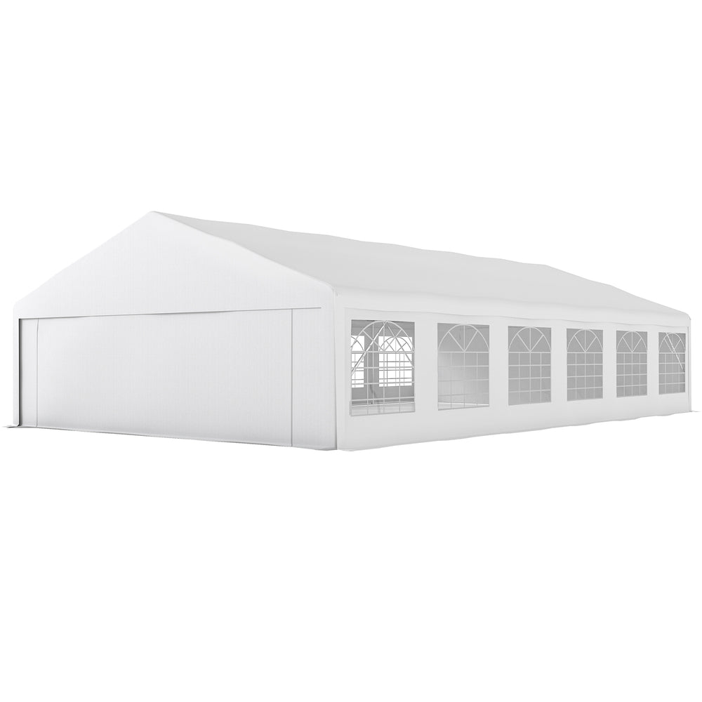 23' x 39' Party Tent, Heavy Duty Outdoor Canopy Tent Shelter with 2 Doors and 12 Windows for Parties, Events, White