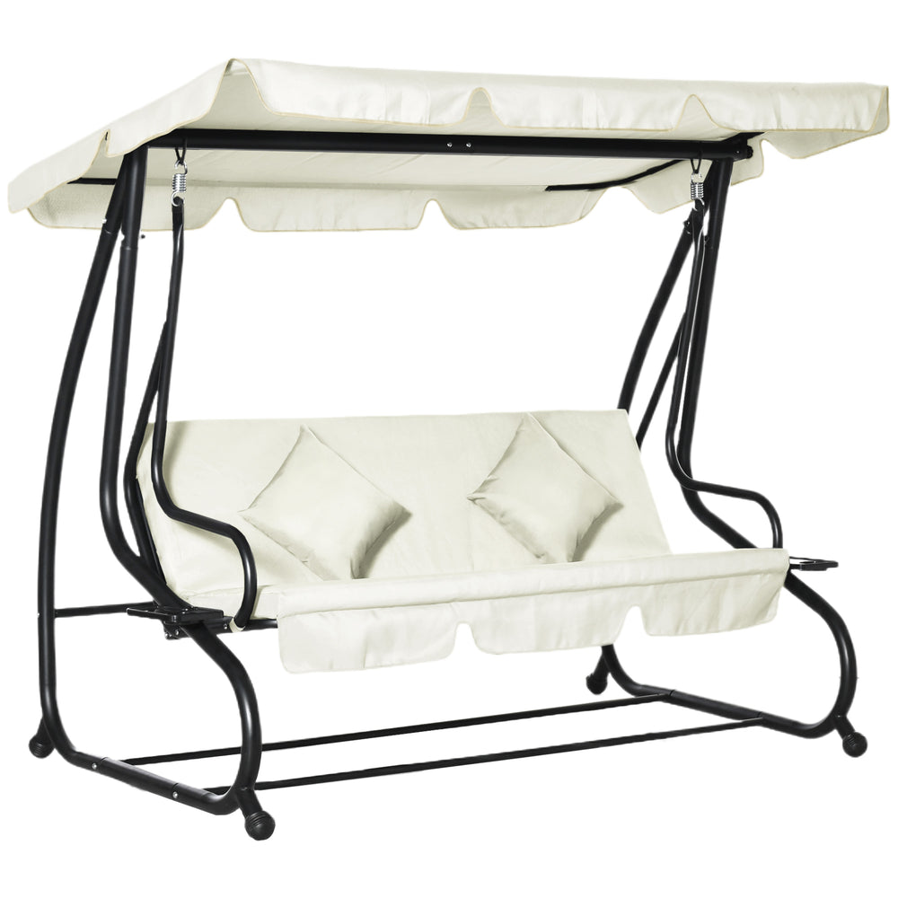 3-seater swing convertible into a padded bed with canopy and pillow