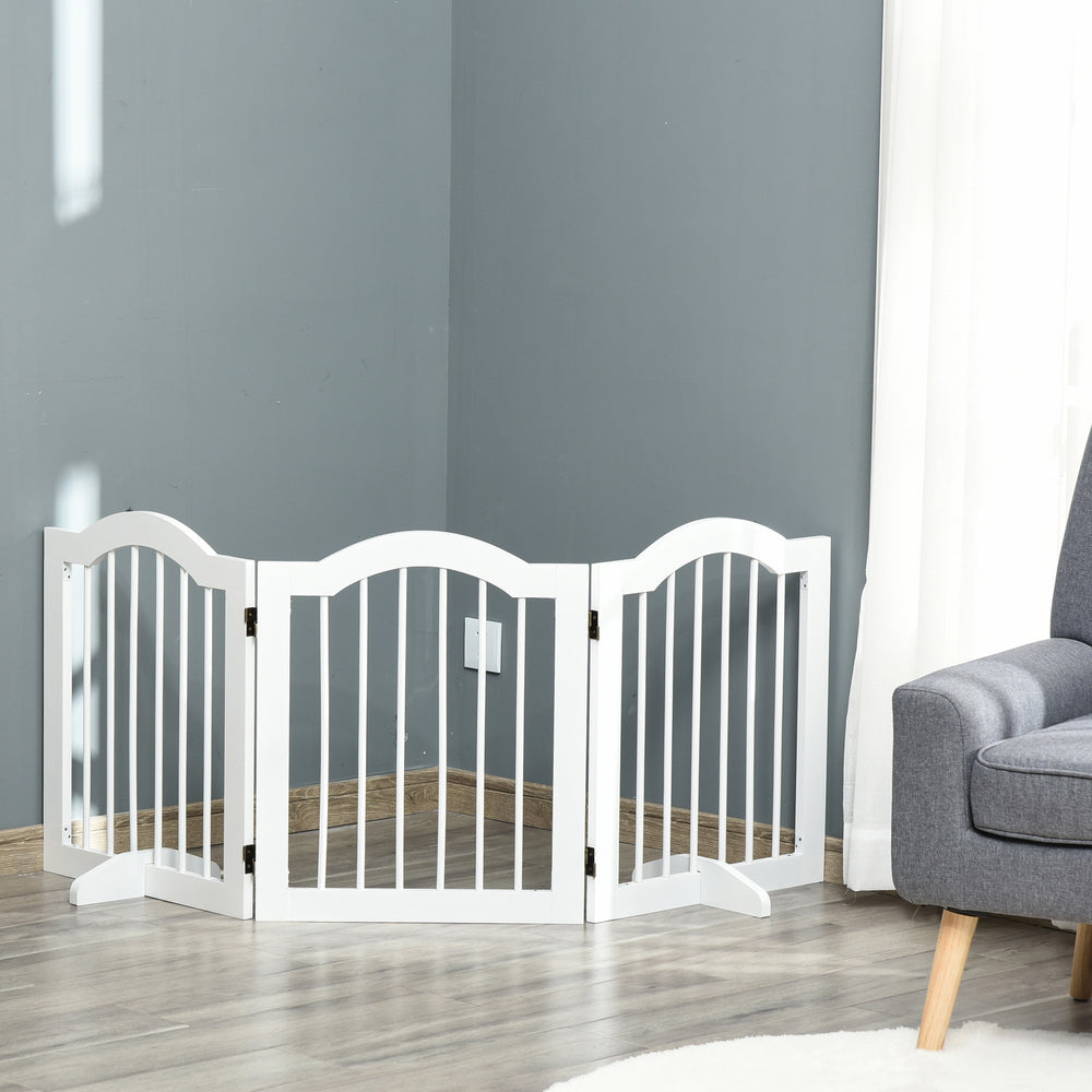 3-Panel Foldable White Dog Gate
