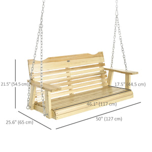 2-seater porch swing, natural wood
