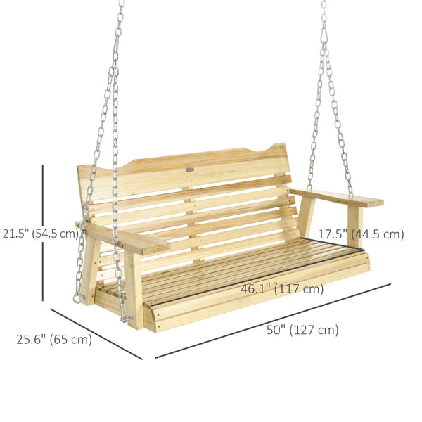 2-seater porch swing, natural wood