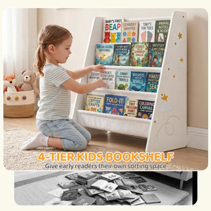 4-tier children's bookcase with open display shelf for books
