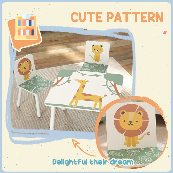 3-Piece Kids Animal Print Table and Chair Set