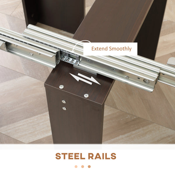 Extendable dining table, extendable kitchen table for small spaces, seats up to 6, dark brown