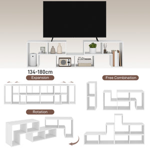 3-piece modular TV stand with 6 compartments for TVs up to 75 in. – White