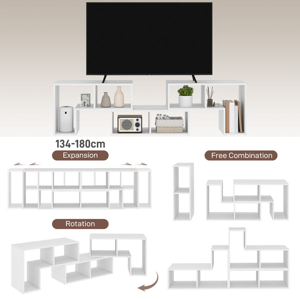 3-piece modular TV stand with 6 compartments for TVs up to 75 in. – White