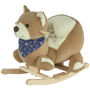 Rocking bear with fun music and soft plush fabric