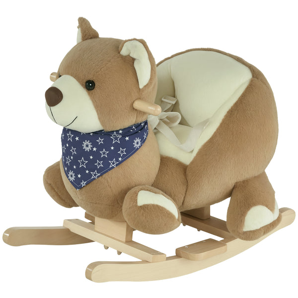 Rocking bear with fun music and soft plush fabric