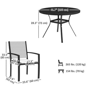 5-Piece Outdoor Dining Set with Round Table and 4 Stackable Chairs, for Garden, Lawn, Patio, Balcony and Poolside