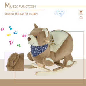 Rocking bear with fun music and soft plush fabric