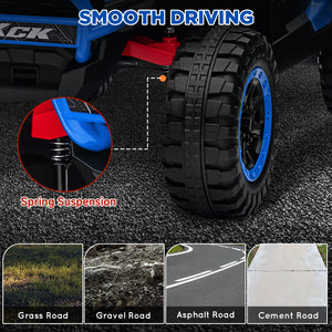 24V 2-seater electric truck with spring suspension, blue