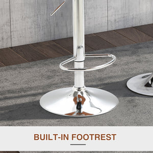 Set of 2 modern bar stools with backrest and swivel footrest, black